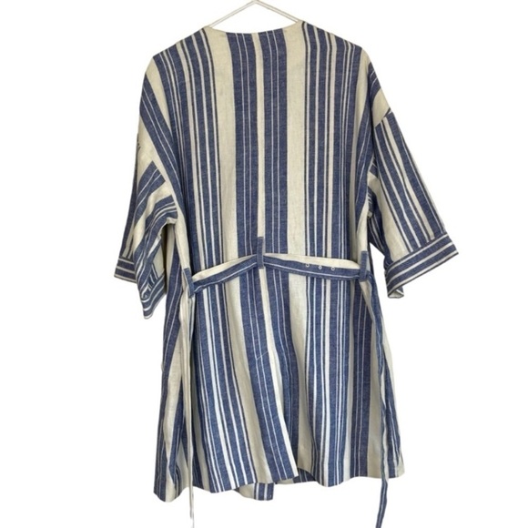 Anthropologie Elevenses Lagenlook Boho Striped Linen Duster Kimono Jacket Sz S - Picture 10 of 16